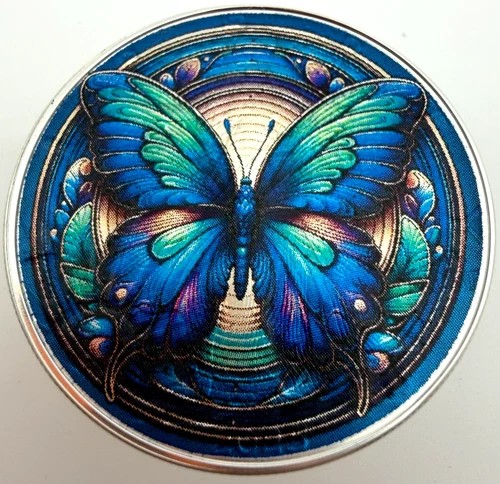 Velvet Blue Green Butterfly - American Silver Eagle 1oz  .999 Silver Dollar Coin
