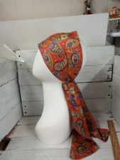 Vintage Retro Scarf Headwrap Hippie Boho Chic Multicolor Paisley Rectangle Satin