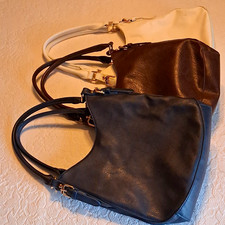 Lotto 3 borse a tracolla donna Hobo,nero marrone bianco zip + tasche magnetiche