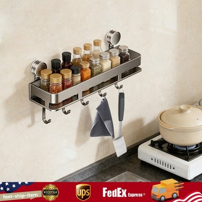 Suction Cup Shower Shelves,Wall-mounted Shower Organizer,Shower Caddy w/5 Hooks