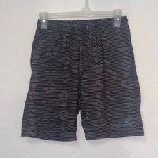 Boys Eddie Bauer Swim Trunks Gray Blue pockets size Medium 10/12