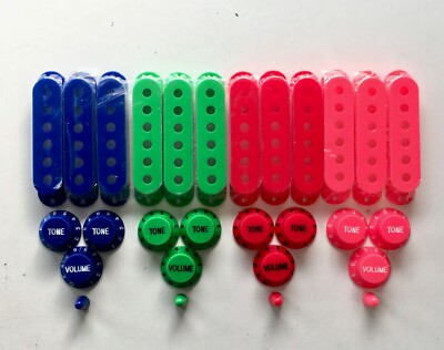 Stratocaster Tonabnehmer Abdeckungen, Regler & Schalterspitze Kits: blau, grün, rot oder pink