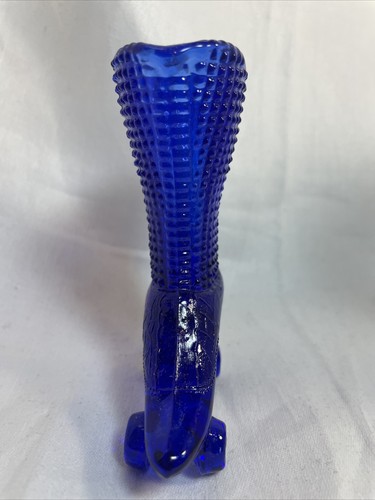 Degenhart Glass Cobalt Blue Glass Hobnail Victorian Shoe Boot Roller Skate - Picture 2 of 9
