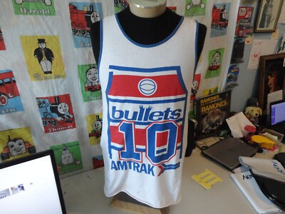 Vintage 80's Washington Bullets Manute Bol NBA promo t shirt jersey Tank  Top M