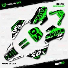 White & Green Slick Camo Racing Graphics kit Fits 03-06 Kawasaki Kdx50 Kdx 50