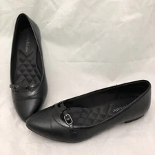 Kelly & Katie Women's Flats Slip On Shoes Size 6 Black with Black Patent Accent