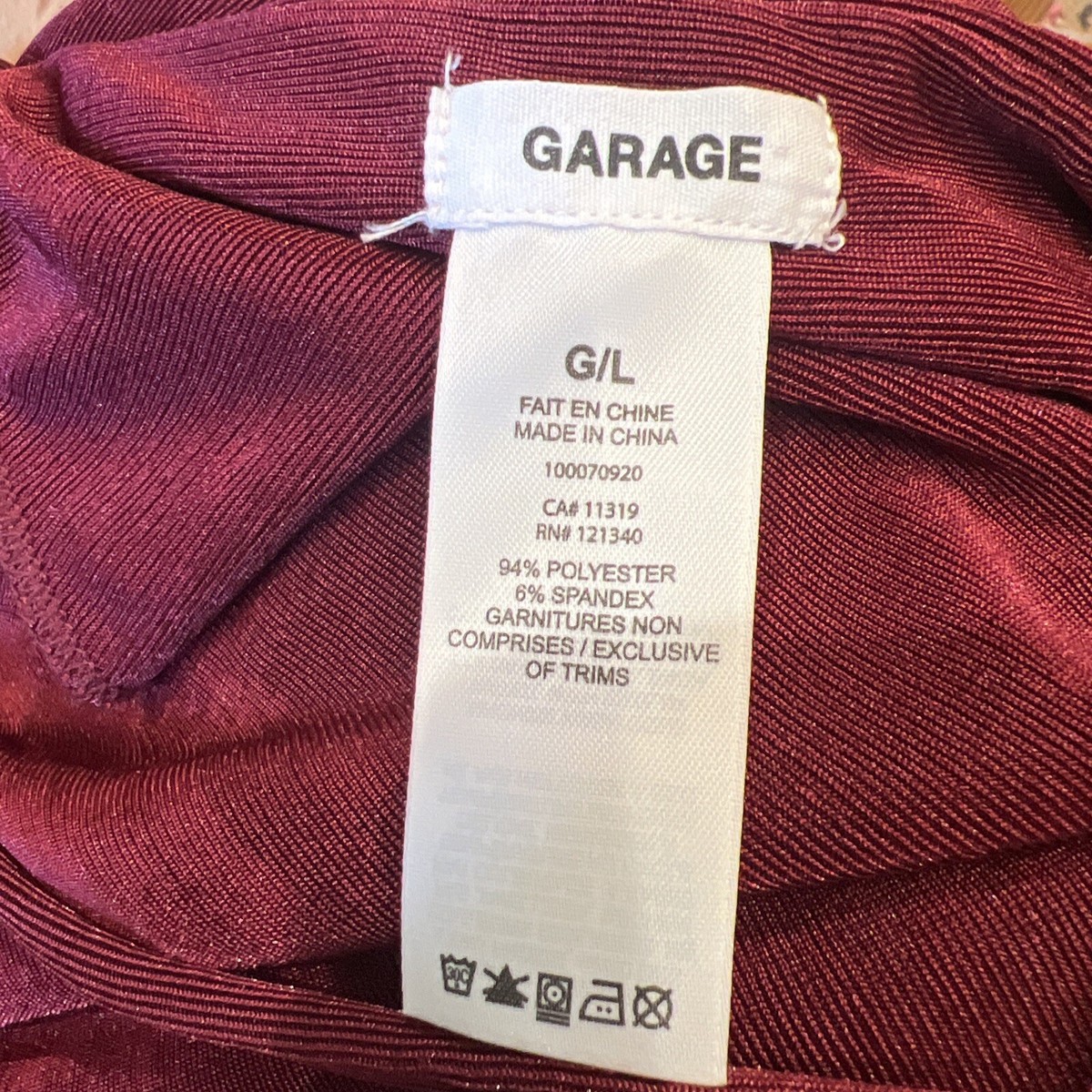 GARAGE Brand Maroon Ladies Size Large Drape Neck Tie Back