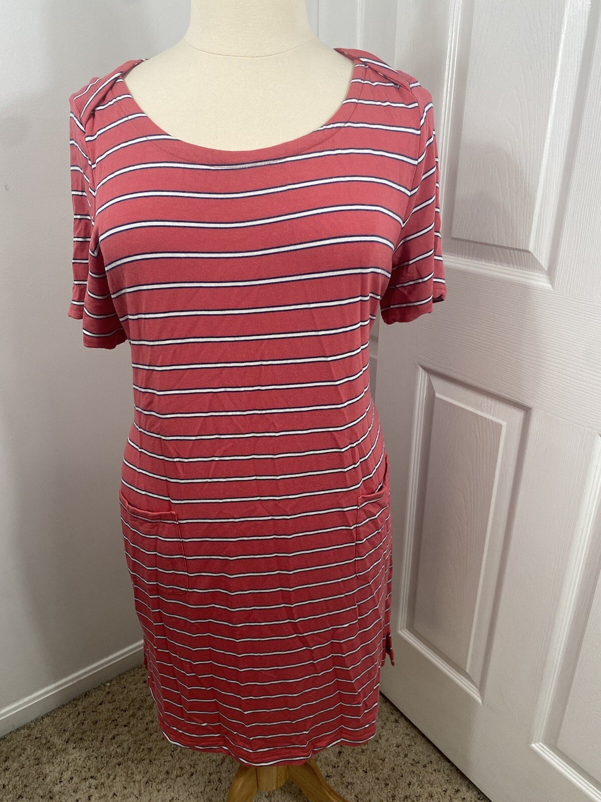 T By Talbots XL Shirtdress Preppy Artsy Academia Lagenlook Beachy Pockets