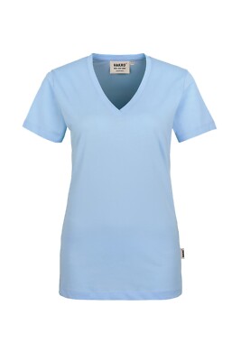 Hakro 126 Damen V-Shirt Classic Schwarz Eisblau 2XL