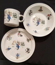 Vintage Brendan Erin Stone Child Breakfast Set, Little Boy Blue, Cup, Plate,Bowl