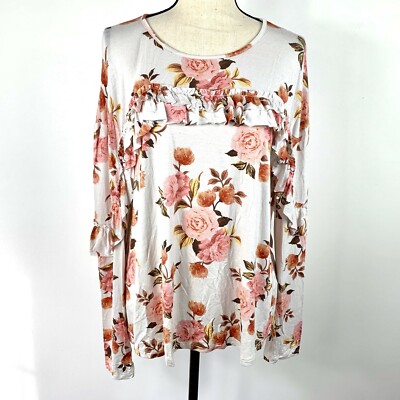 Skylar & Jade Knit Top NWT Womens XL Cottagecore Rose Pattern Ruffled 