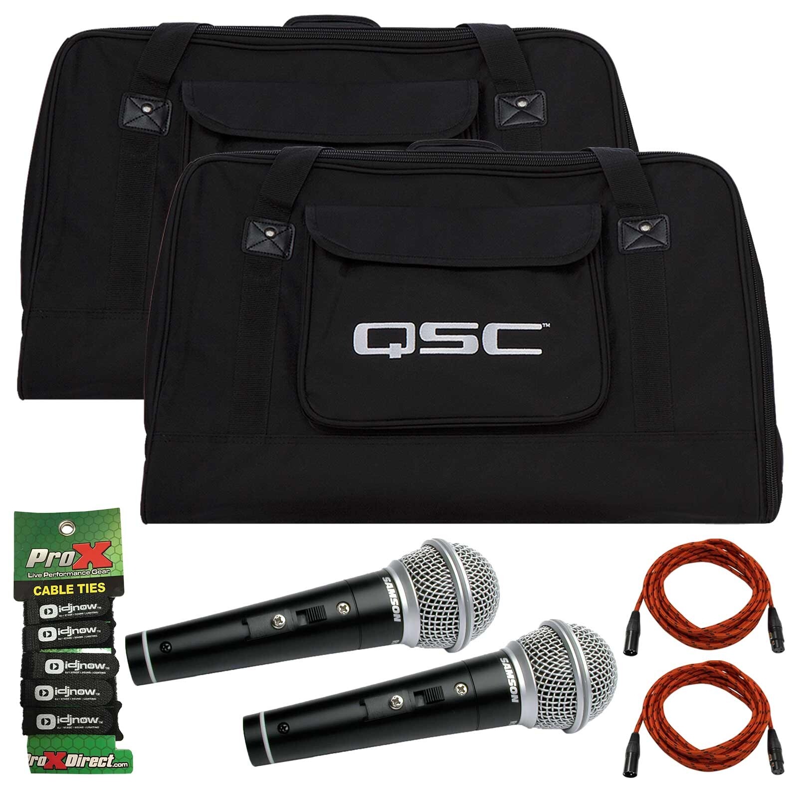 Сумки-тоут QSC K12TOTE K12 (пара) + Микрофоны + XLR-кабели и стяжки
