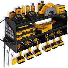 Power Tool Organizer Wall Mount with Charging Station, Garage Tool Shelf 6 Drill