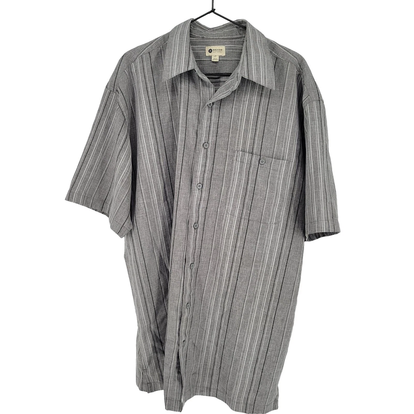 Haggar Striped Short Sleeve Dress Shirts for Men