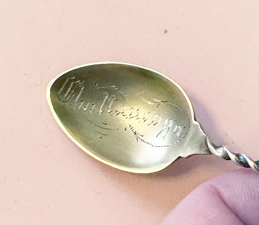 古董纯银纪念品勺子来自田纳西州查塔努加百合谷 — 第 3/4 张图片