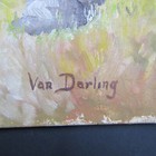 old oil Painting Impressionist covered Bridge River Creek landscape signed — photo 5