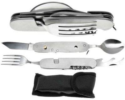7-In-1 Stainless Steel Multi Function Camping Tool Utensils Knife Spoon Opener 