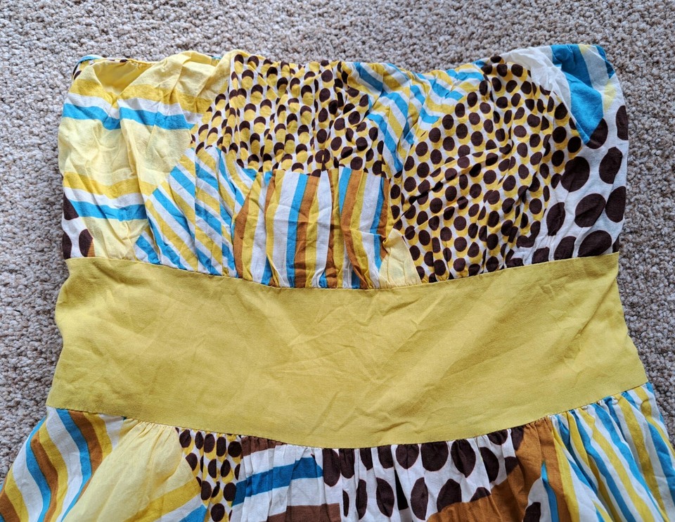 💛 Miss Posh Strapless Summer Dress Yellow & Blue Size 10 💛 eBay