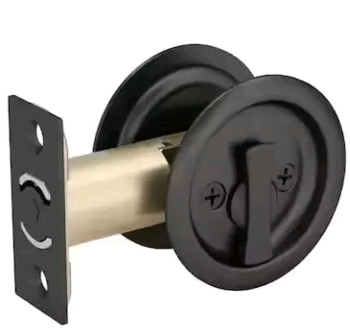 Onward 2-7/16 in. (62 mm) Flat Black Round Privacy Pocket Door Pull