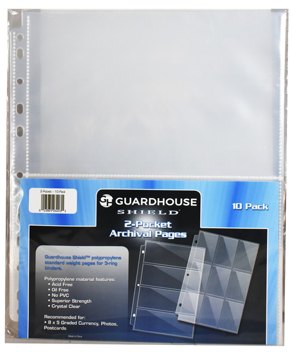 Guardhouse Shield 2 Pocket Archival (10 pack) Polypropylene Pages