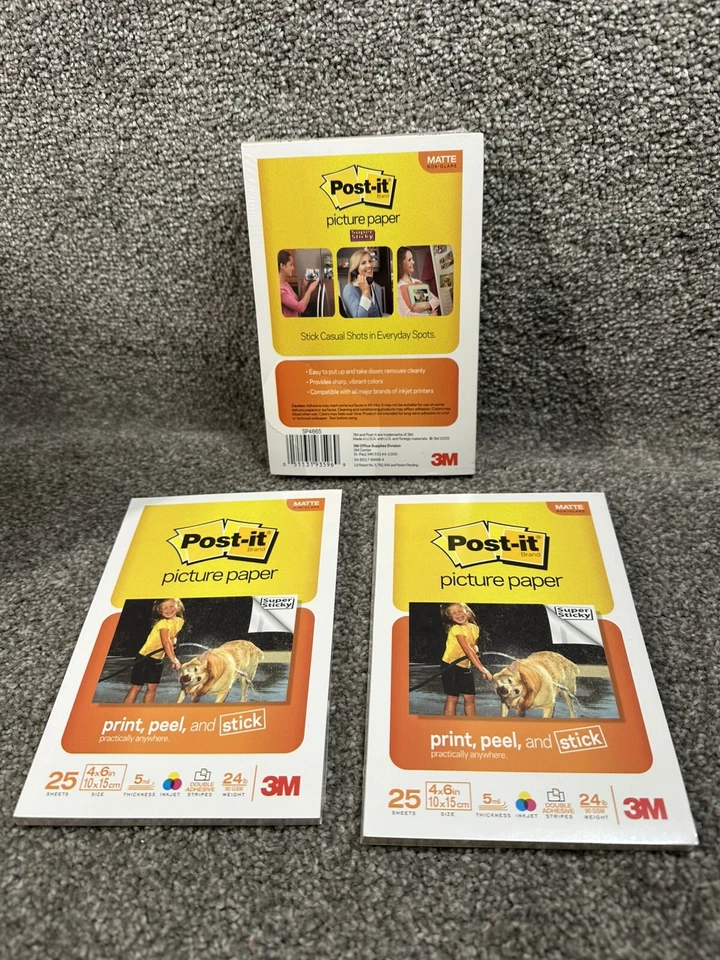 Papel fotográfico adhesivo Post-it 3M 65 y 25 hojas 4"x6" mate de inyección de tinta (115 en total) Foto 3 de 3