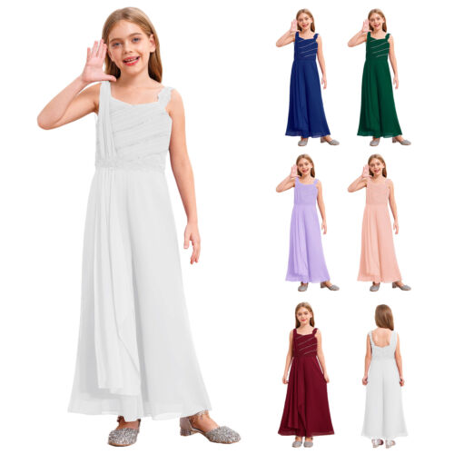 Kids Girls Pantsuit Recitals Rompers Bridesmaid Jumpsuit Celebration Leotard - Picture 2 of 56
