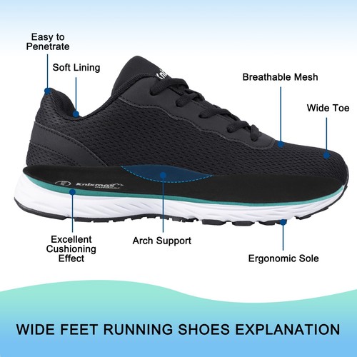 Knixmax Wide Fit Mens Womens Sneaker Athletic Shoes Cushioning Road Running Shoe - Picture 11 of 24