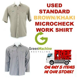 Used Work Shirts Cintas, Redkap, Unifirst, G&K Khaki/Brown Microcheck