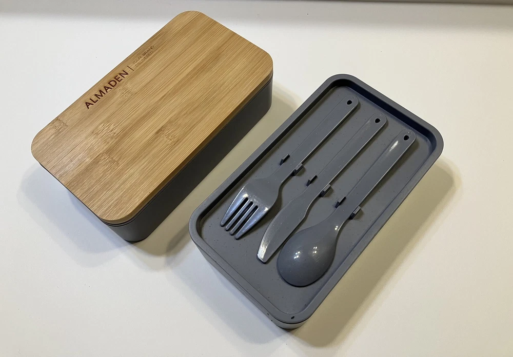 Japanese Bento Box Bamboo Lid, 2 Layer Lunch Box, Meal Prep + Utensils