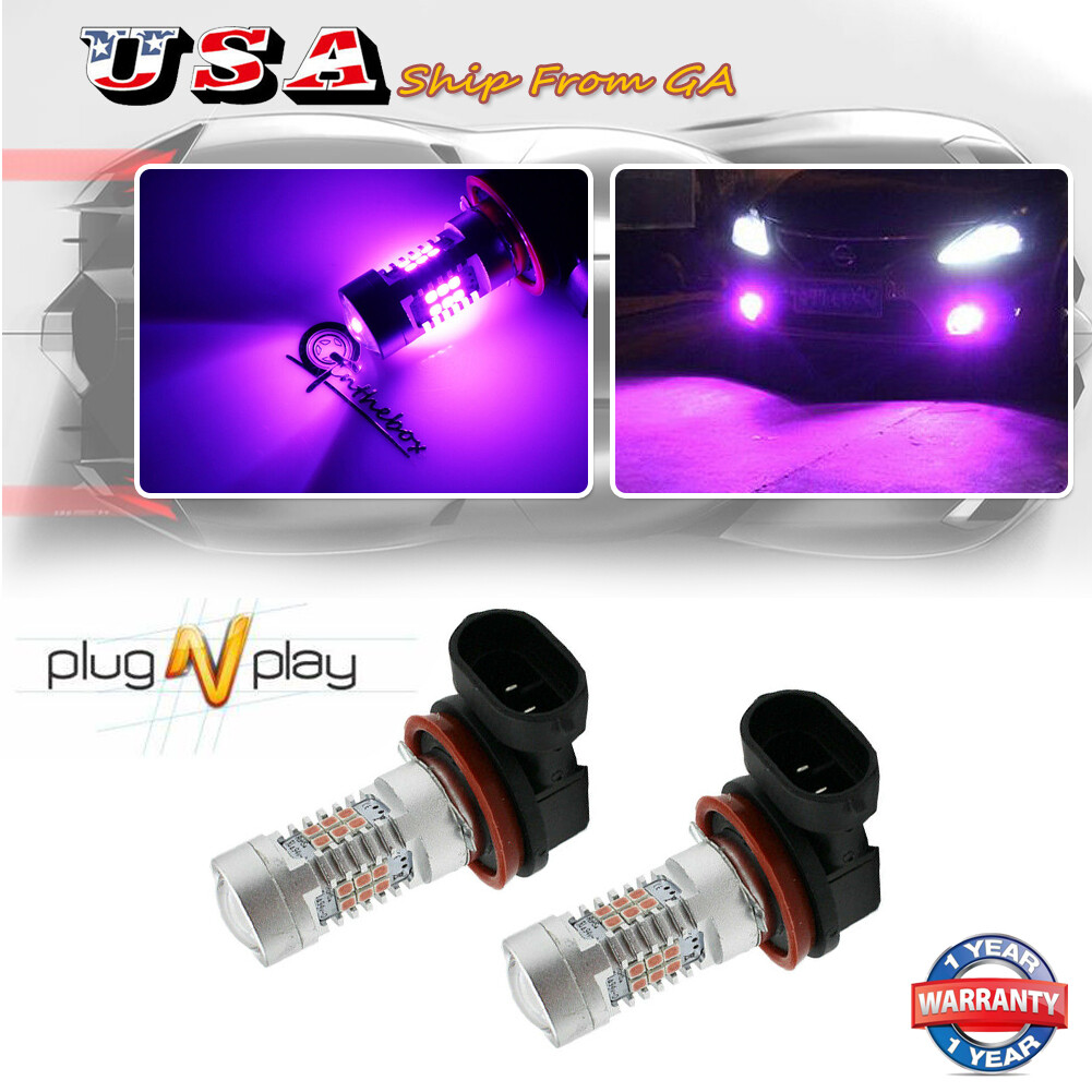 2x Bright Pink Purple H8/H11 LED Fog Lights DRL Bulbs For 2007