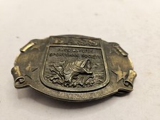 Bass Anglers Sportsmanship Brass Western Belt Buckle Used Condition With Stars