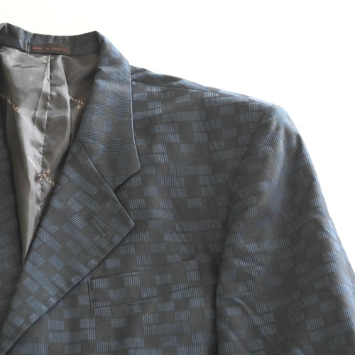Stacy Adams 40R 32x28 Blue Geometric Square Check Mens Jacket Pants Suit - Picture 14 of 24