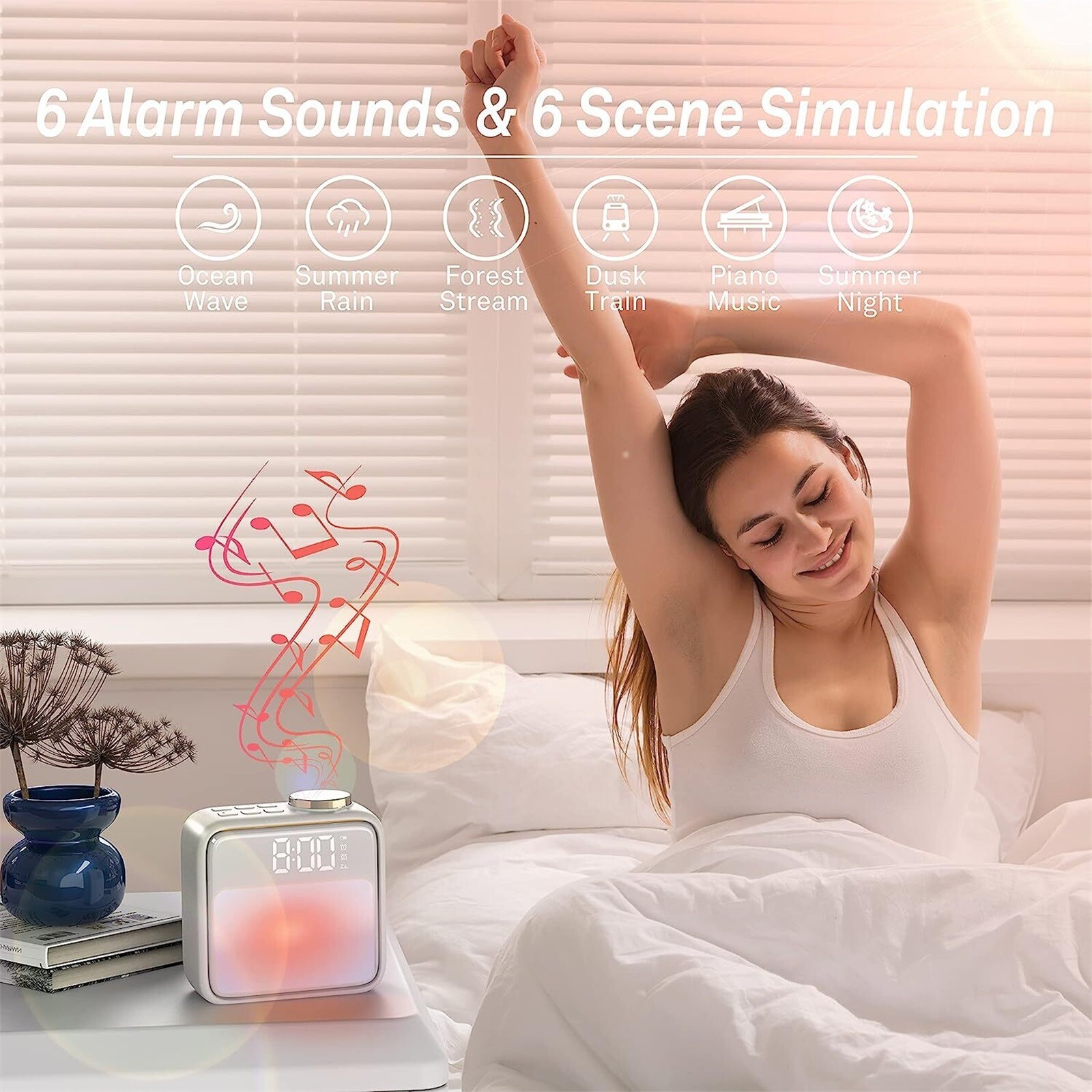 Creative Colorful Light Bedside Alarm Clock: Multi Function Wake Up Music-image