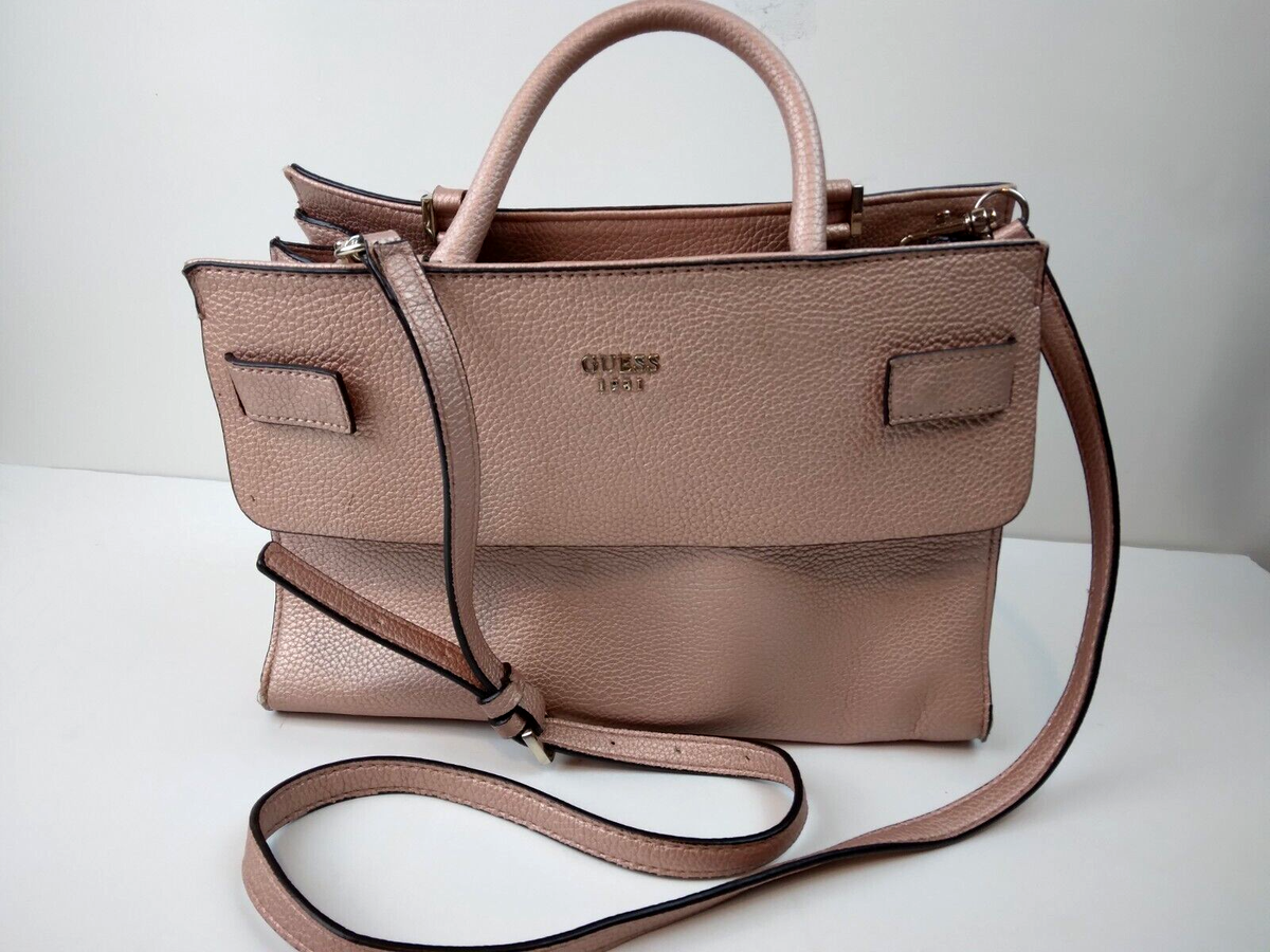 Guess Women's Large Logo Tote Bag Satchel Pink Cross Body Handbag