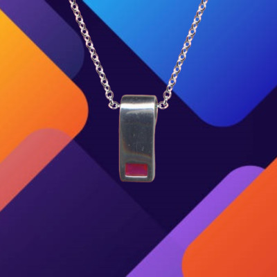 NEU Art Deco Anhänger + Kette Echt 925 Sterling Silber Roter Zirkonia Kristall