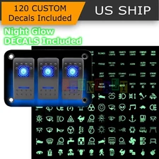3 Gang Waterproof USB Toggle Automotive Switch Panel Decal LED Car Marine Boat 