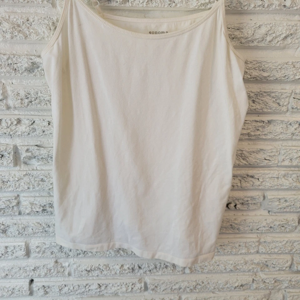 Top Sonoma Mujer 1X Plus Camisola Mezcla Algodón Correa Espagueti Ajustable Blanco Foto 4 de 4