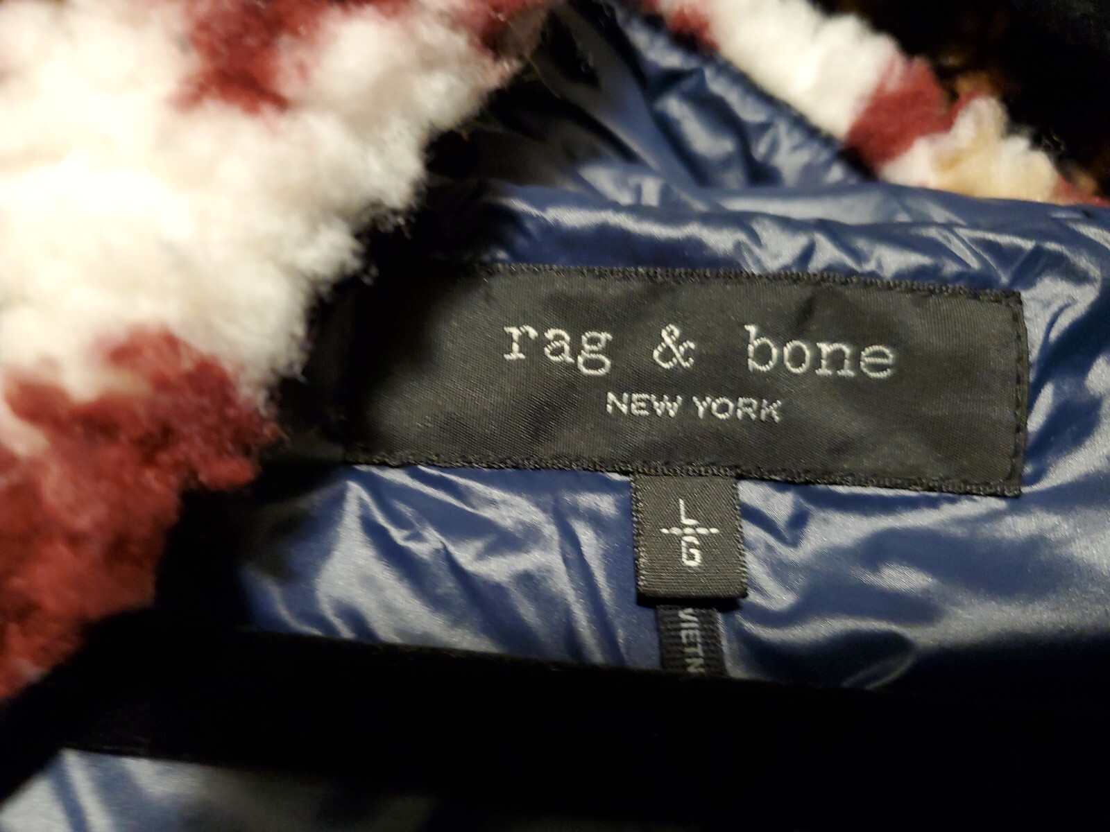 Joealla Rag NEW Rag & Bone Joella High-pile Fleece Puffer Jacket In Ivory Multi L # ...
