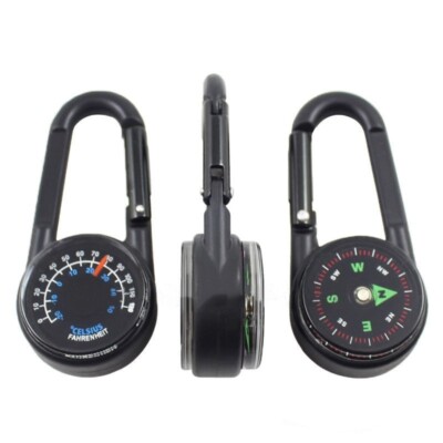 Metall Kompass wassergelagert mit Fahrenheit und Temperatur Karabiner