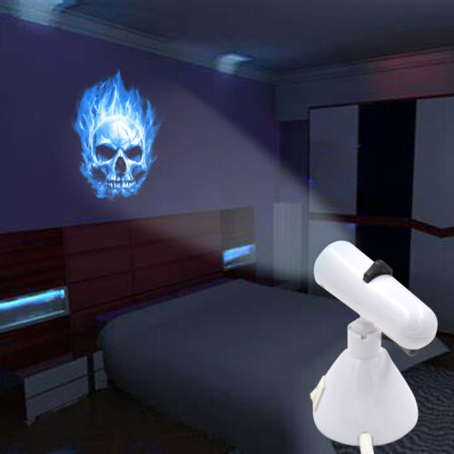 Blue Flaming Skull Decor Home Bedroom Table Desk Wall LED Projector Shadow Light - Picture 1 of 9
