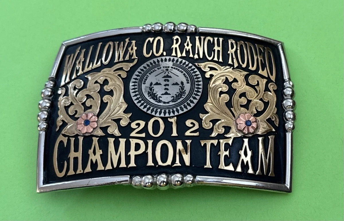 Vintage WAGE Sterling Silver Overlay and Gold Champion Trophy Belt Buckle 1982 Gist Sterling Front Bronze Overlay CHAMPION Header TX  main image 3