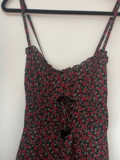 Reformation Mini Dress - Frannie Dress in Mabel Rose - BLACK AND RED PATTERN