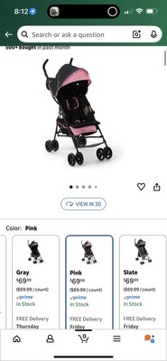 Ingenuity Infant Mini Lightweight, Umbrella Stroller Pink (missing Original Box)