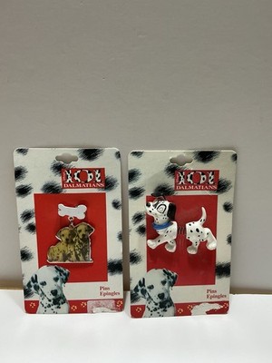 101 Dalmatians Pin-AAI-Set Of 2 Vintage Pins-On Original Card