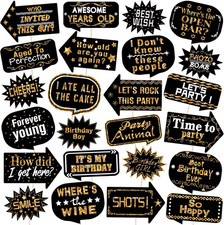 Outus 24 Pieces Photo Booth Props Birthday with Stick Happy Birthday Weddings