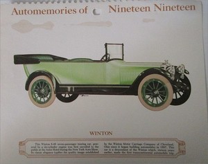 1919 Winton Touring car calendar print (green & black, no top)