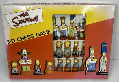 The Simpsons 3-D Schachspiel Vintage 2000 Simpsons Sammlerstück komplett mit Box