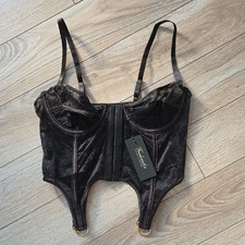 Frederick's of Hollywood Black Lace Corset Bra Medium
