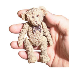 VTG Russ Berrie Radcliffe Jointed Bear Figurine Brown Polka Dot Bow Collectible