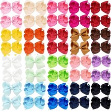 40pcs 4 Inch Hair Bows Alligator Clips for Girls Toddlers Kids Grosgrain